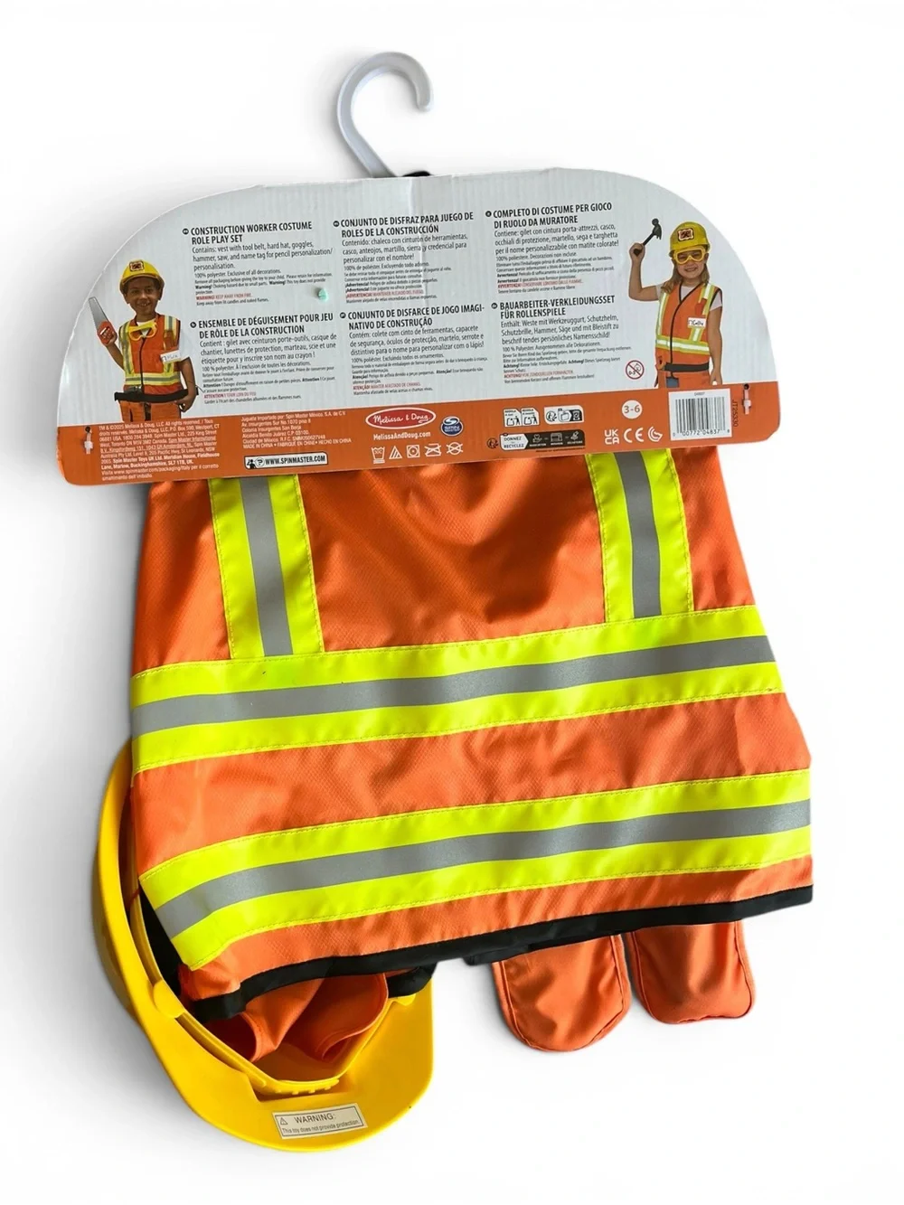 Melissa & Doug Construction Worker Costume Set - Orange, Yellow